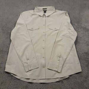 Eddie Bauer Departure Button Up Shirt Womens XL Classic Fit Light Green Outdoor